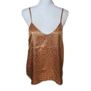 5/$55 Sweet Rain Gold Animal Print Spaghetti Strap Camisole Blouse, S